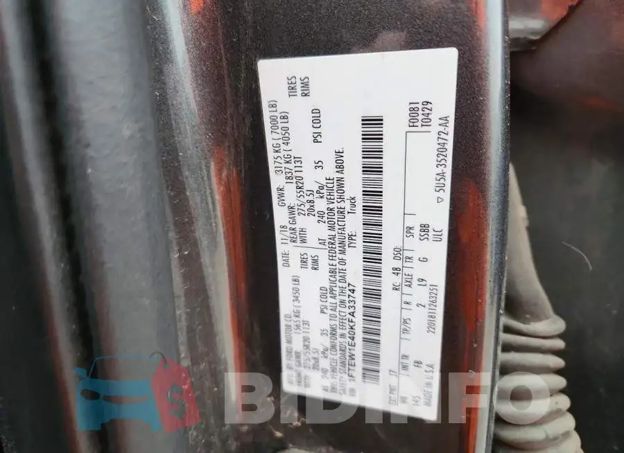 1FTEW1E40KFA33747 Photo# 12