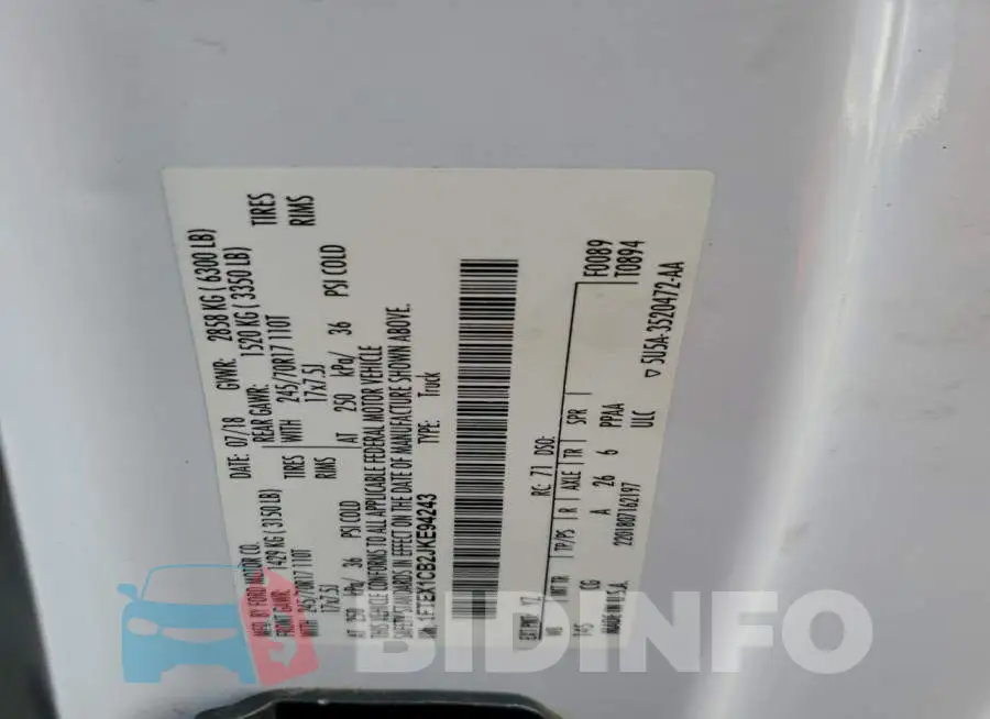 1FTEX1CB2JKE94243 Photo# 12