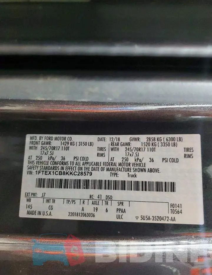 1FTEX1CB8KKC28579 Photo# 12