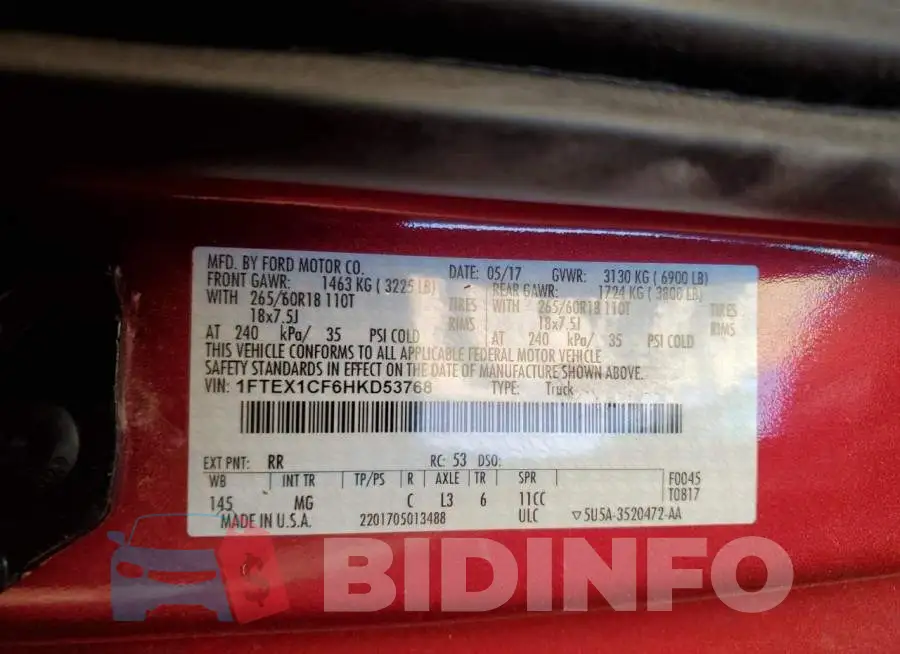 1FTEX1CF6HKD53768 Photo# 13