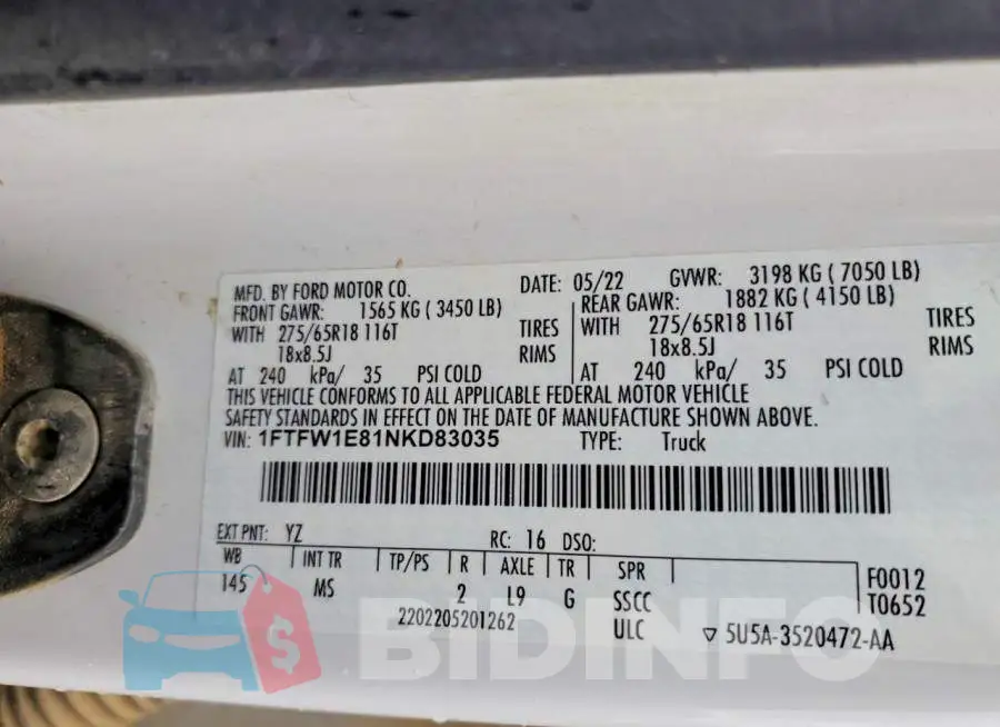 1FTFW1E81NKD83035 Photo# 12