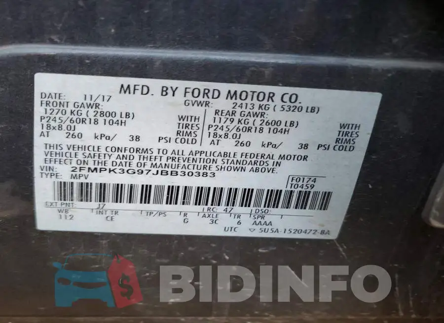 2FMPK3G97JBB30383 Photo# 13