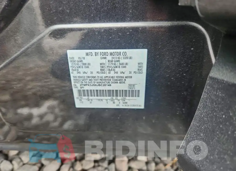 2FMPK3J9XJBC20149 Photo# 12