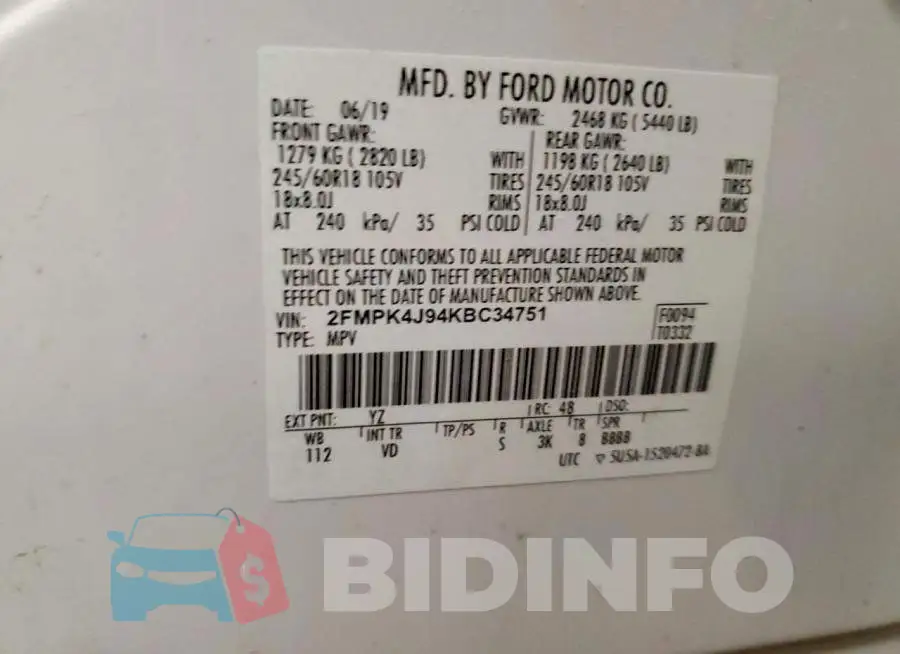 2FMPK4J94KBC34751 Photo# 12