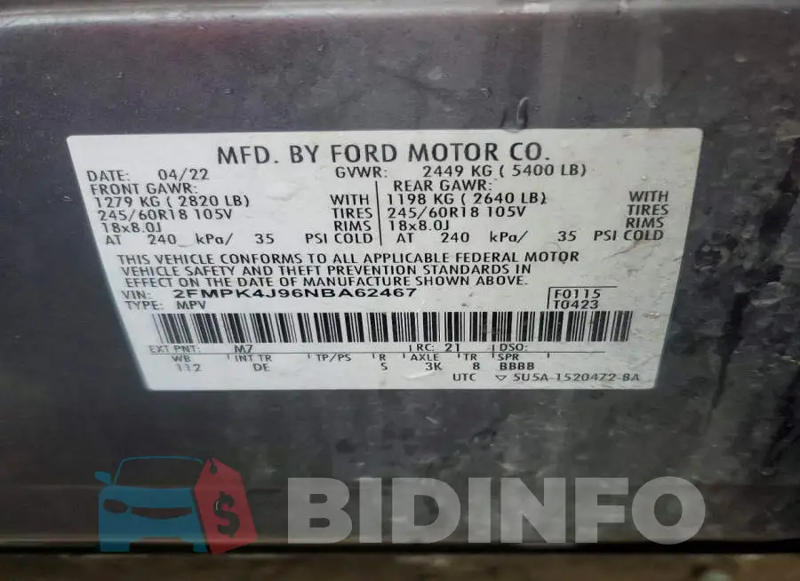 2FMPK4J96NBA62467 Photo# 14