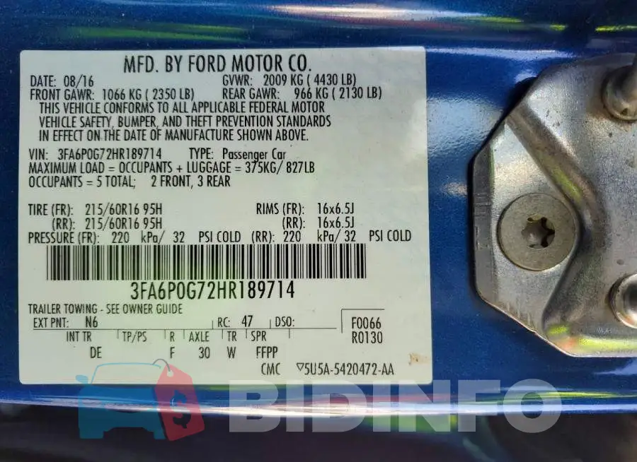 3FA6P0G72HR189714 Photo# 13