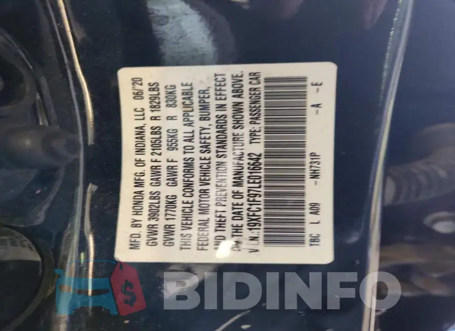 19XFC1F97LE016642 Photo# 12