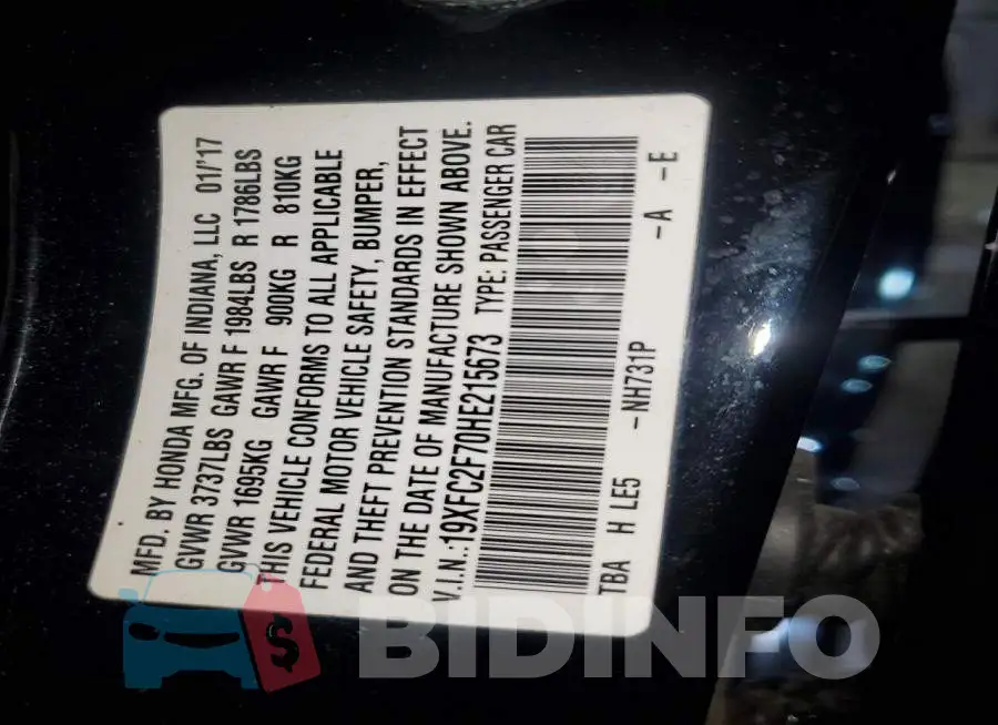 19XFC2F70HE215673 Photo# 13