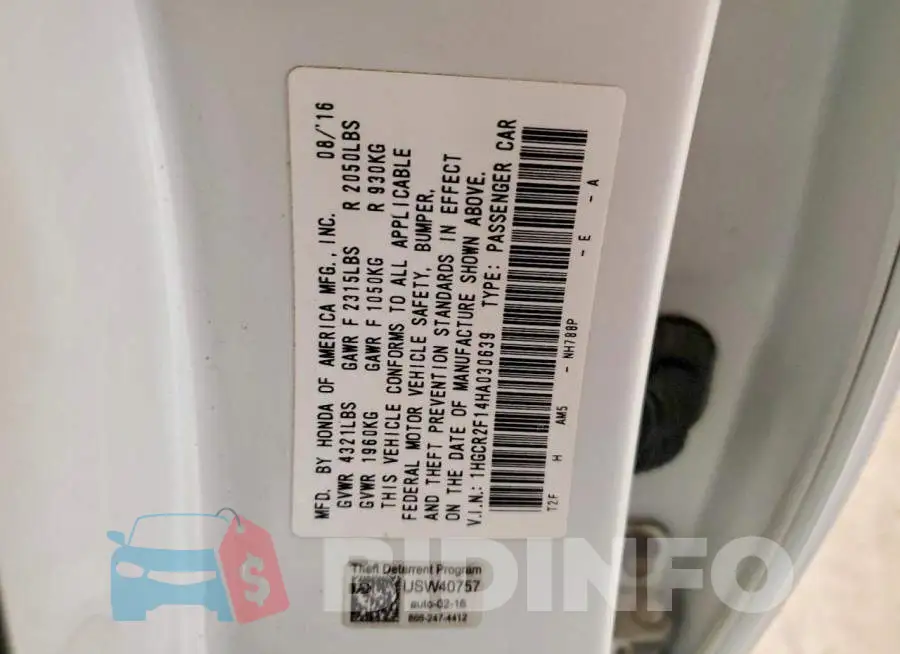 1HGCR2F14HA030639 Photo# 12