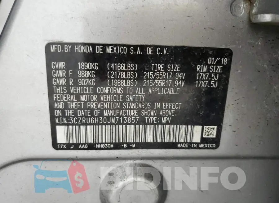 3CZRU6H30JM713857 Photo# 12