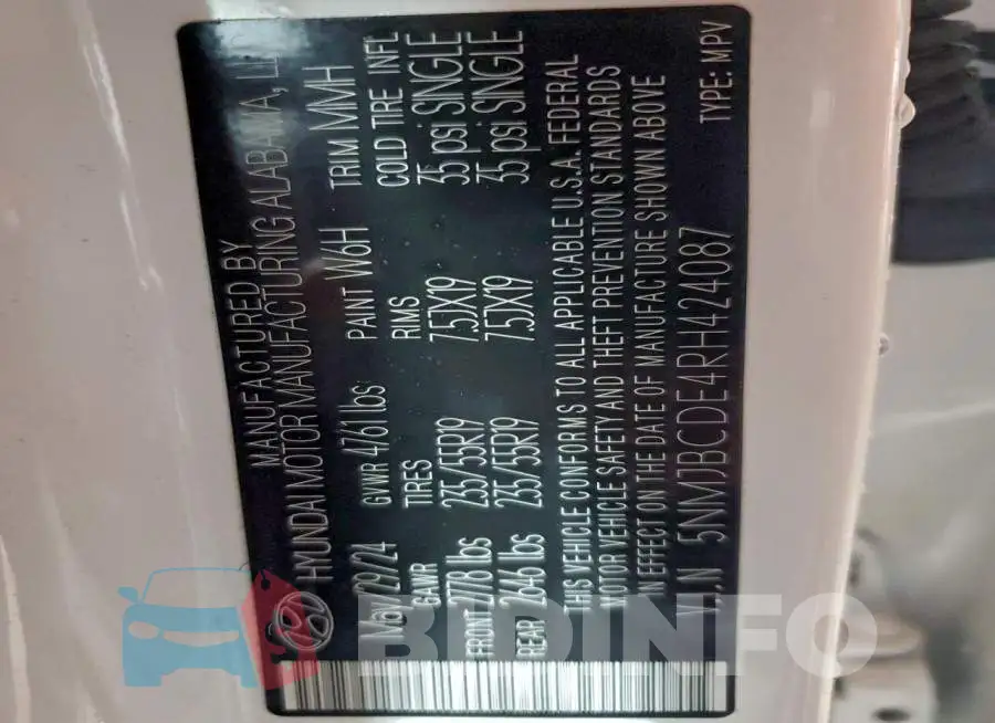 5NMJBCDE4RH424087 Photo# 13