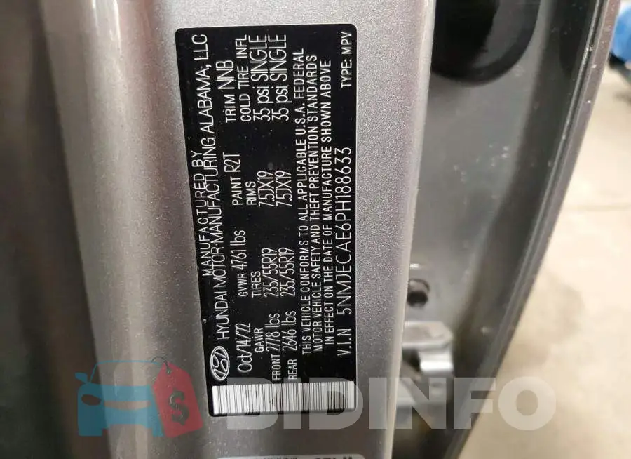 5NMJECAE6PH188633 Photo# 13