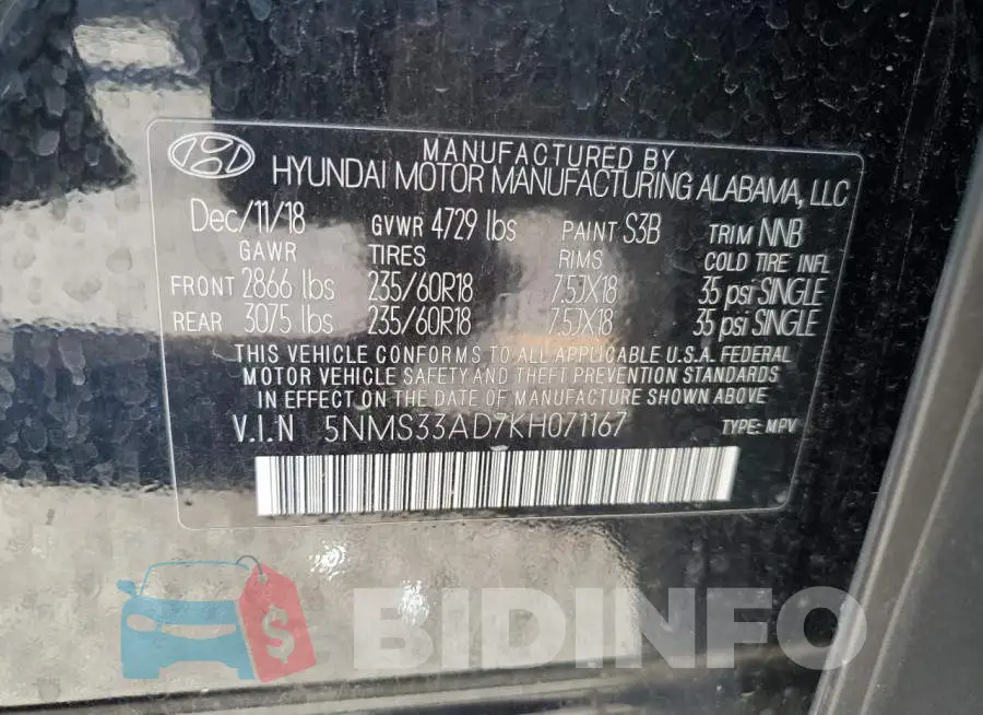 5NMS33AD7KH071167 Photo# 13