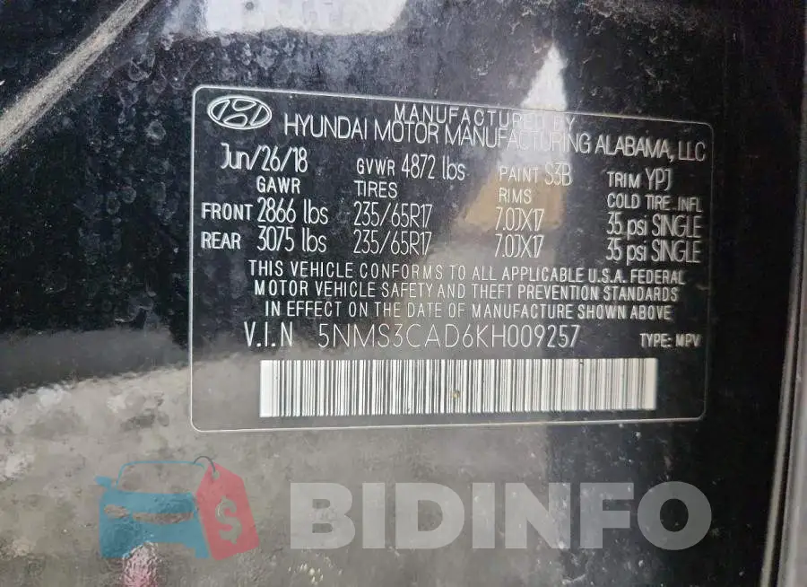 5NMS3CAD6KH009257 Photo# 13