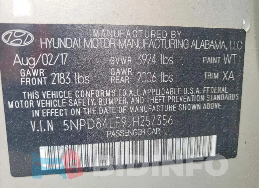 5NPD84LF9JH257356 Photo# 13