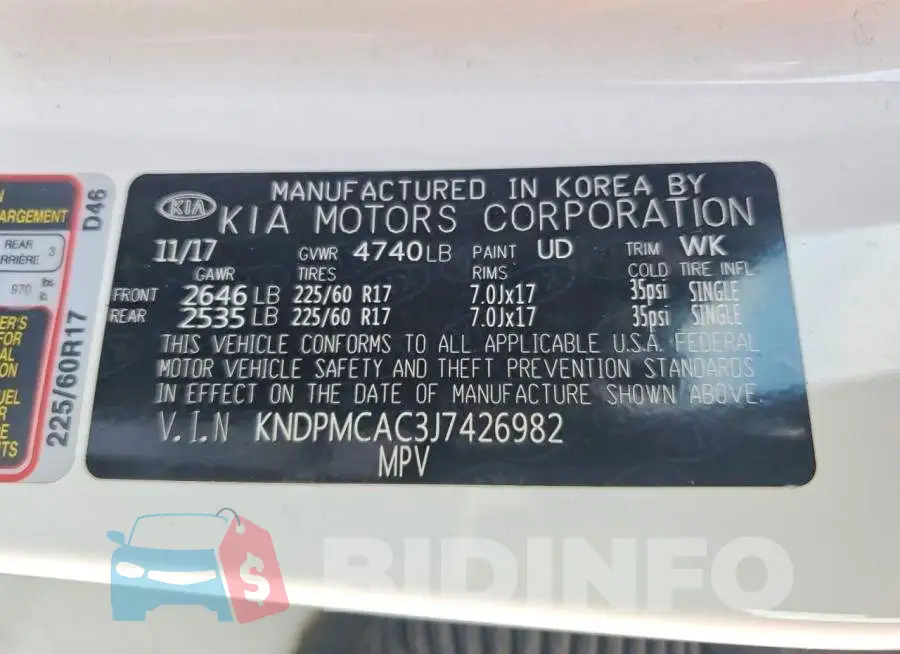 KNDPMCAC3J7426982 Photo# 13