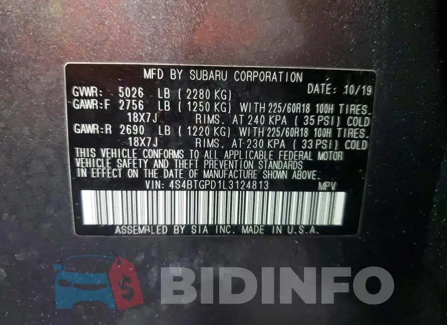4S4BTGPD1L3124813 Photo# 12