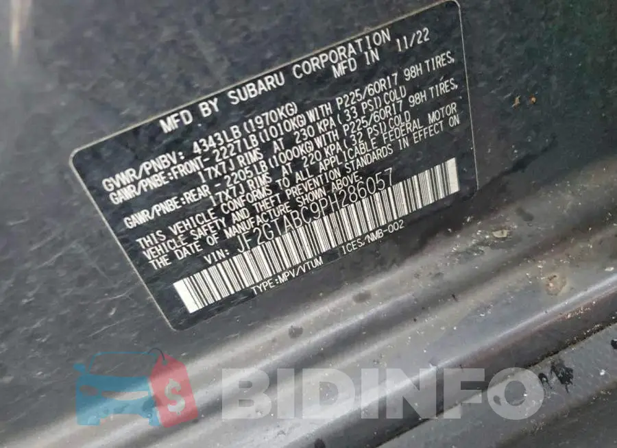 JF2GTABC9PH286057 Photo# 13
