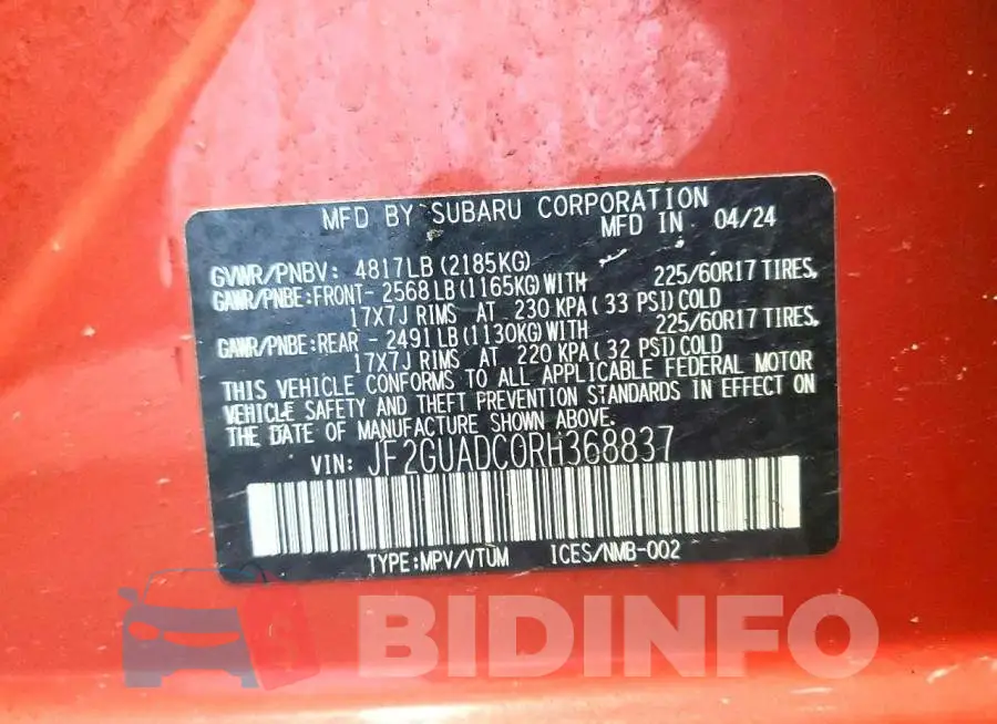 JF2GUADC0RH368837 Photo# 12