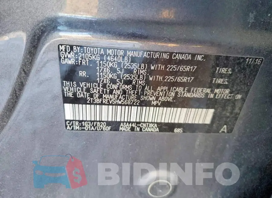 2T3BFREV5HW568722 Photo# 12