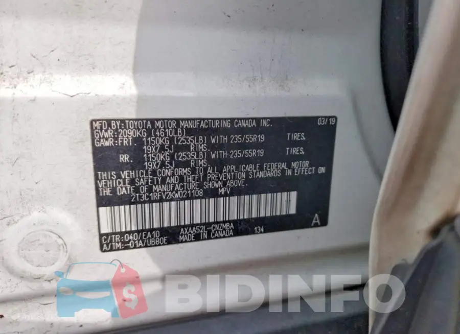 2T3C1RFV2KW021108 Photo# 13
