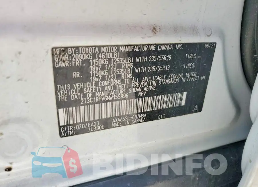 2T3C1RFV6MW155896 Photo# 12