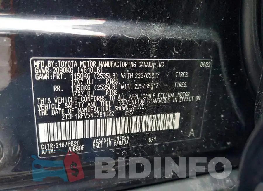 2T3F1RFV5NC281022 Photo# 14