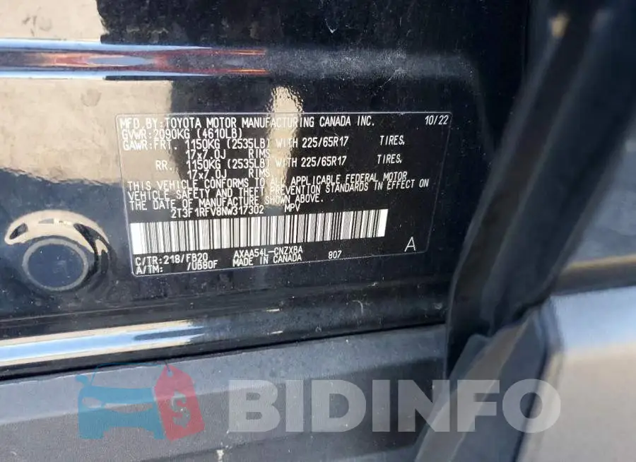 2T3F1RFV8NW317302 Photo# 12