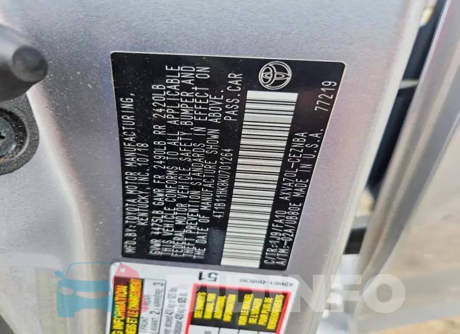 4T1B11HK8KU701264 Photo# 12