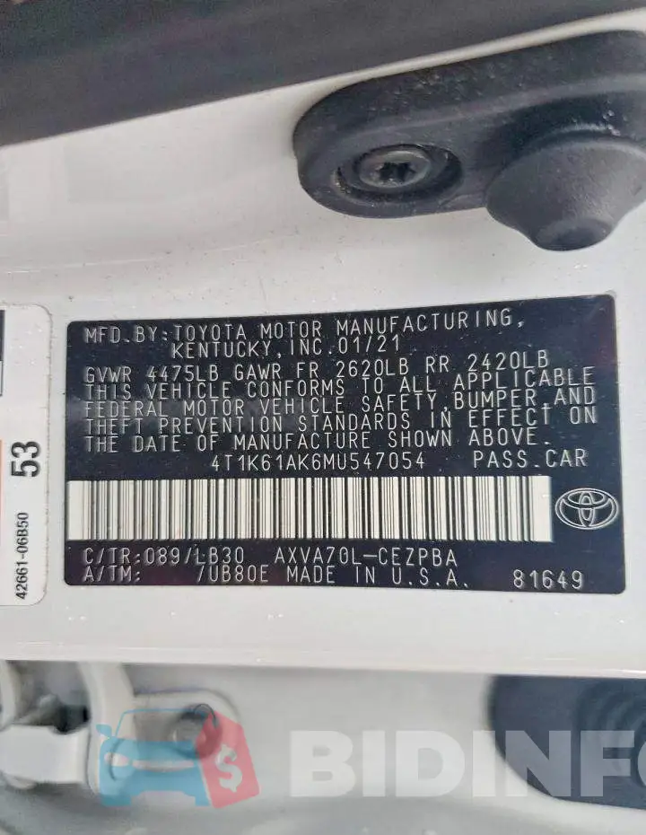 4T1K61AK6MU547054 Photo# 12