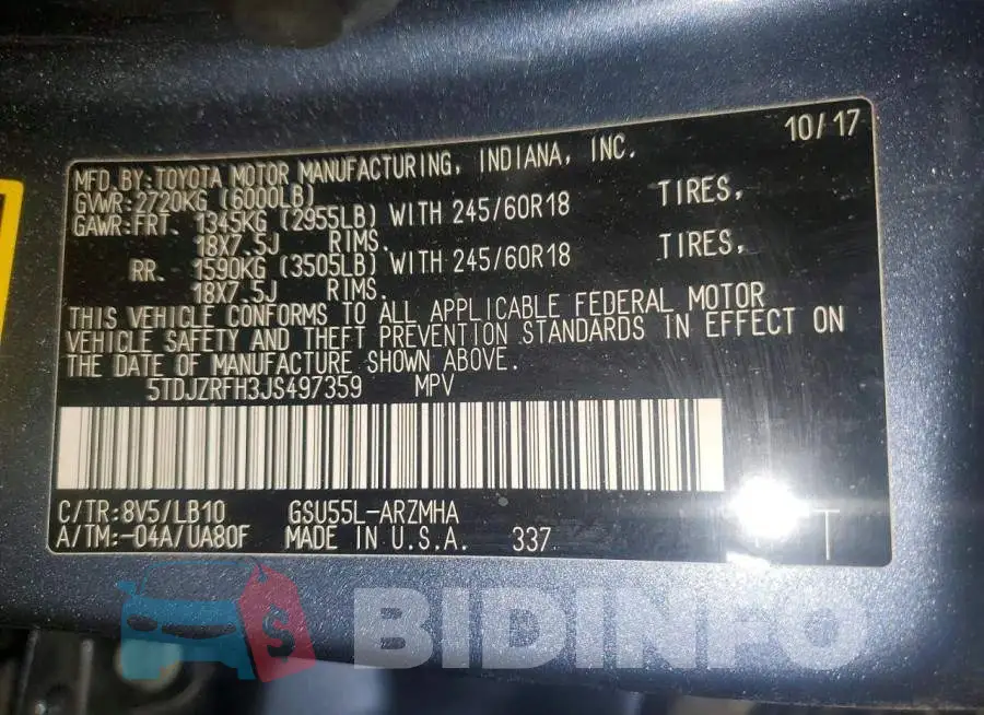 5TDJZRFH3JS497359 Photo# 13