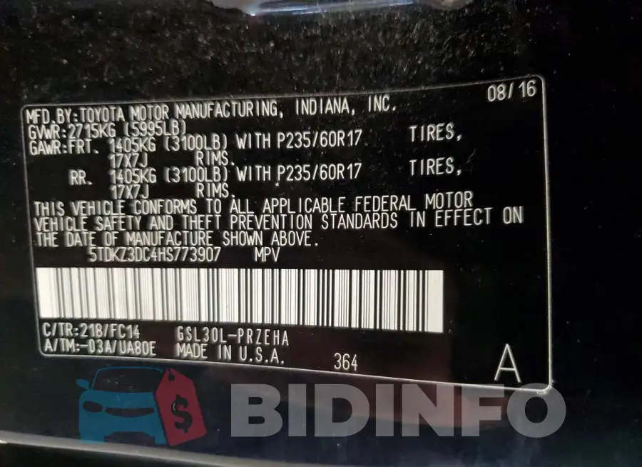5TDKZ3DC4HS773907 Photo# 14