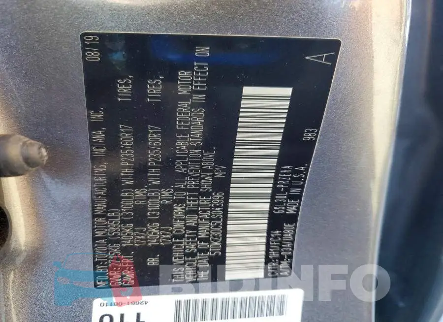 5TDKZ3DC5LS043996 Photo# 14