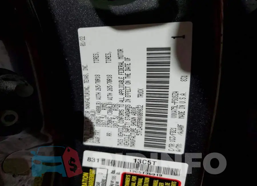 5TFLA5DB9NX009832 Photo# 12