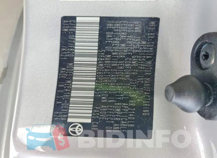 5YFB4MDE6SP237451 Photo# 12