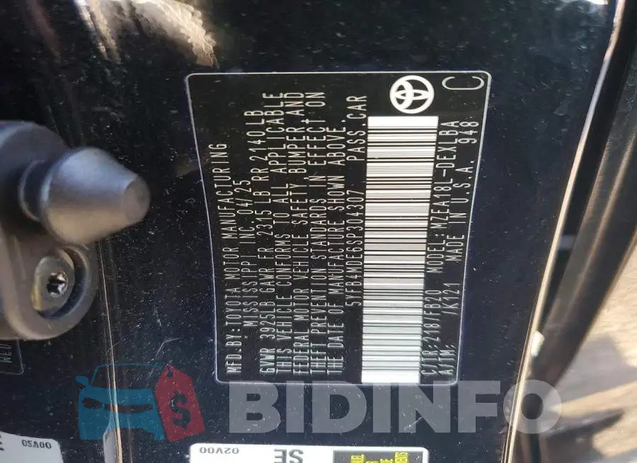5YFB4MDE6SP304307 Photo# 13