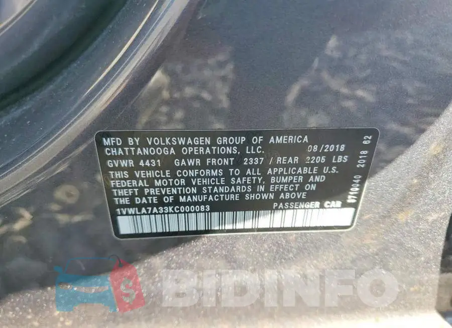 1VWLA7A33KC000083 Photo# 12