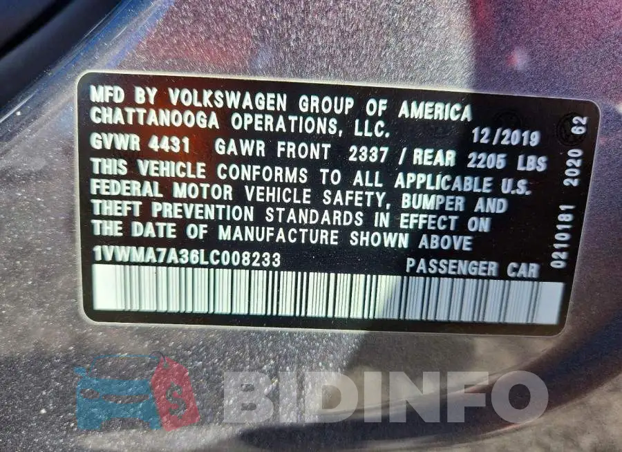 1VWMA7A36LC008233 Photo# 13