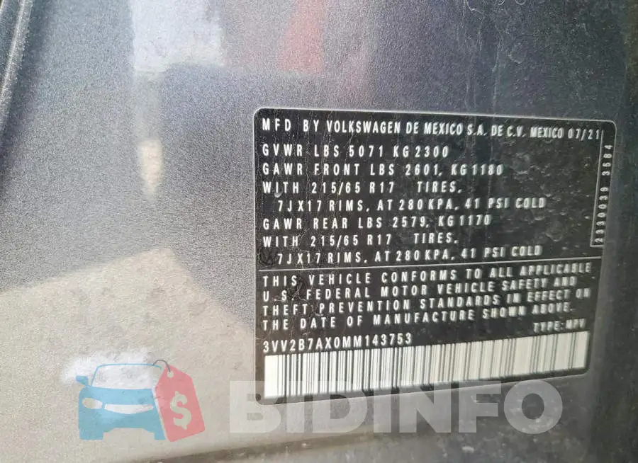 3VV2B7AX0MM143753 Photo# 12