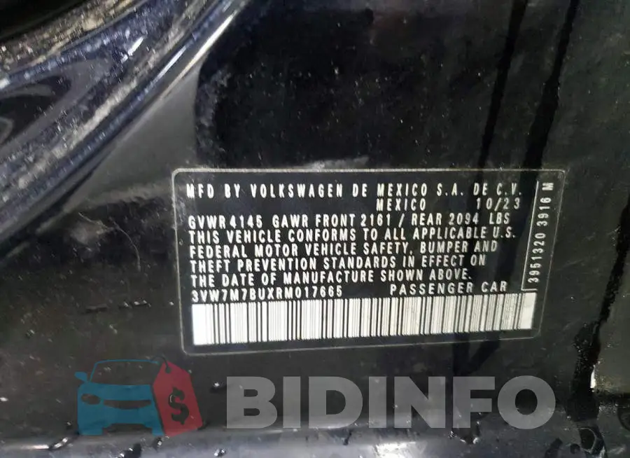 3VW7M7BUXRM017665 Photo# 12