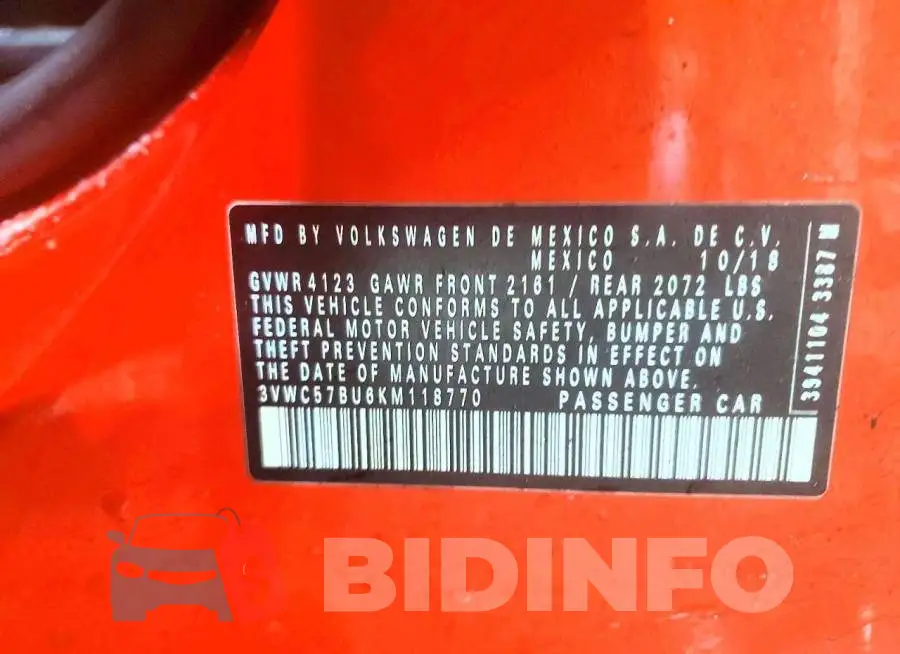 3VWC57BU6KM118770 Photo# 12