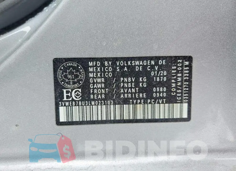 3VWEB7BU3LM023103 Photo# 13