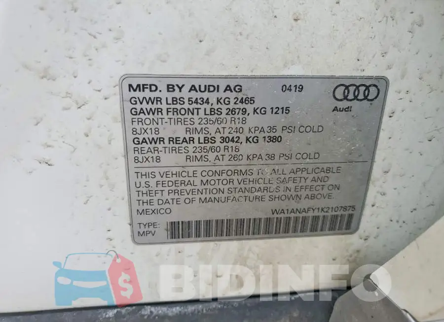 WA1ANAFY1K2107875 Photo# 13