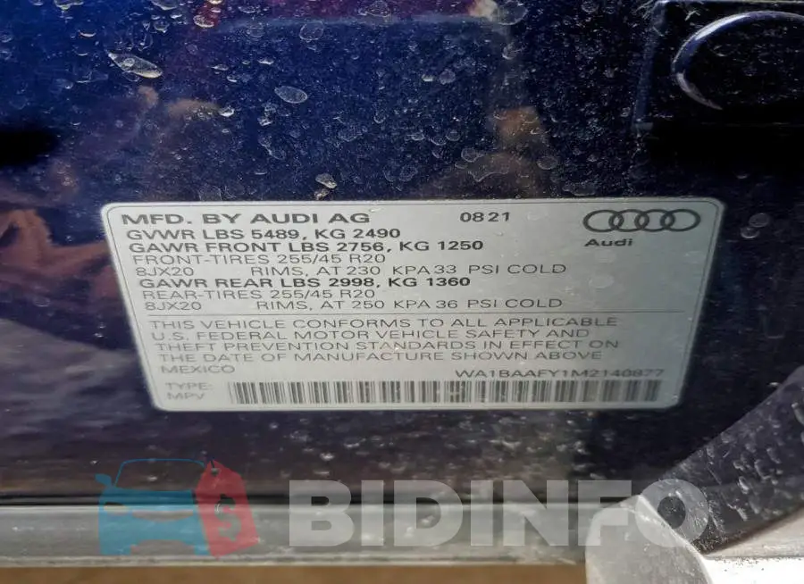 WA1BAAFY1M2140877 Photo# 12