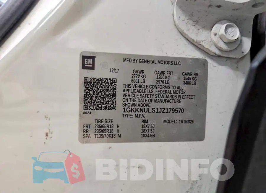 1GKKNULS1JZ179570 Photo# 13