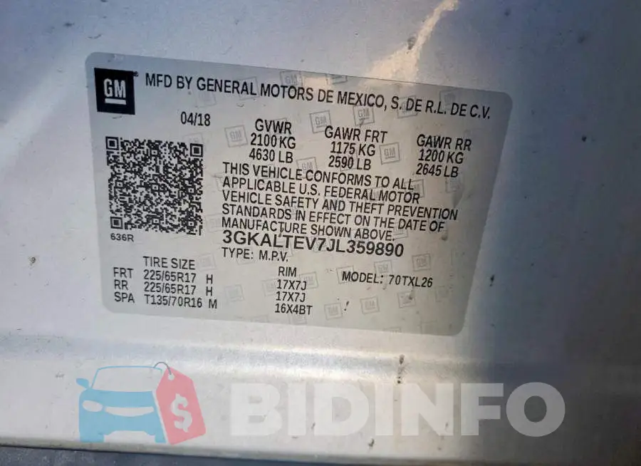 3GKALTEV7JL359890 Photo# 12
