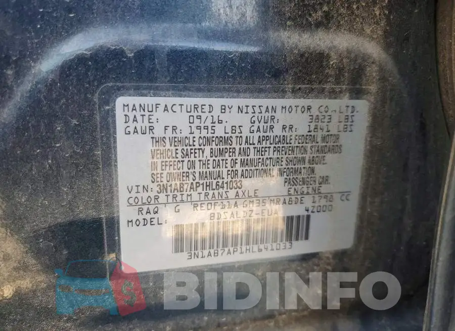 3N1AB7AP1HL641033 Photo# 12