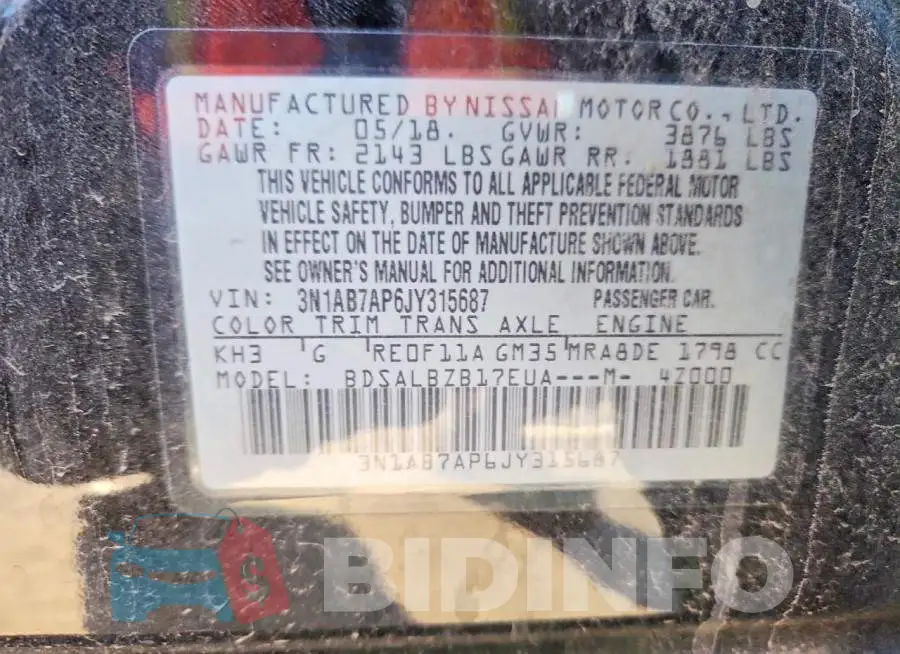 3N1AB7AP6JY315687 Photo# 12