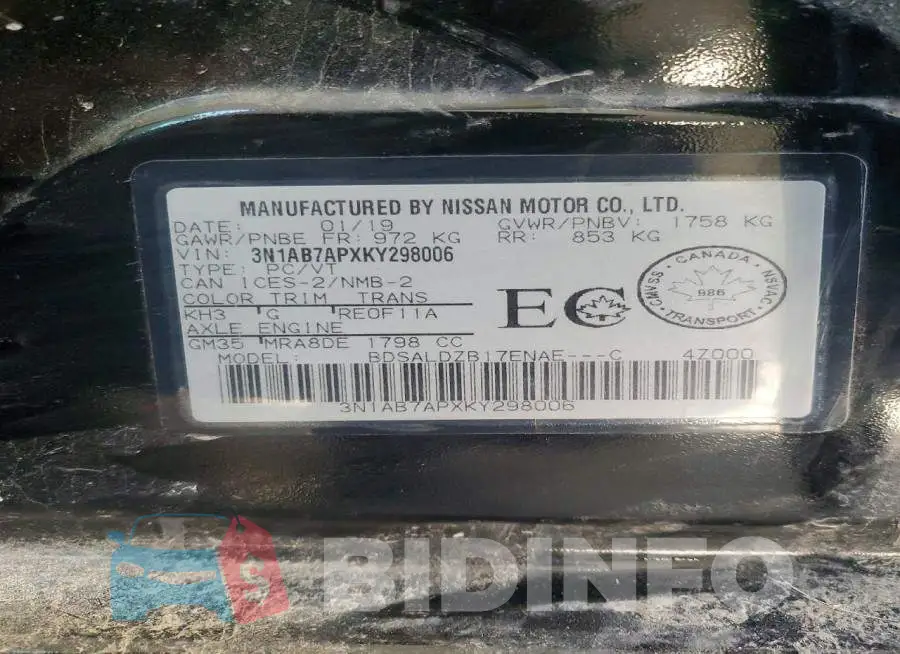 3N1AB7APXKY298006 Photo# 13