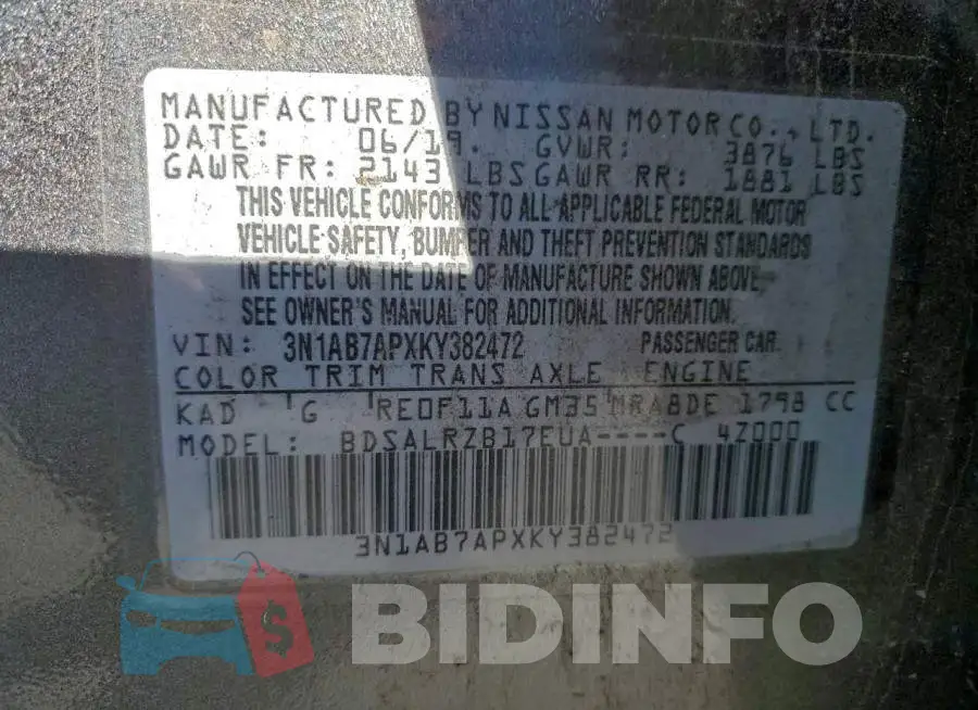 3N1AB7APXKY382472 Photo# 12